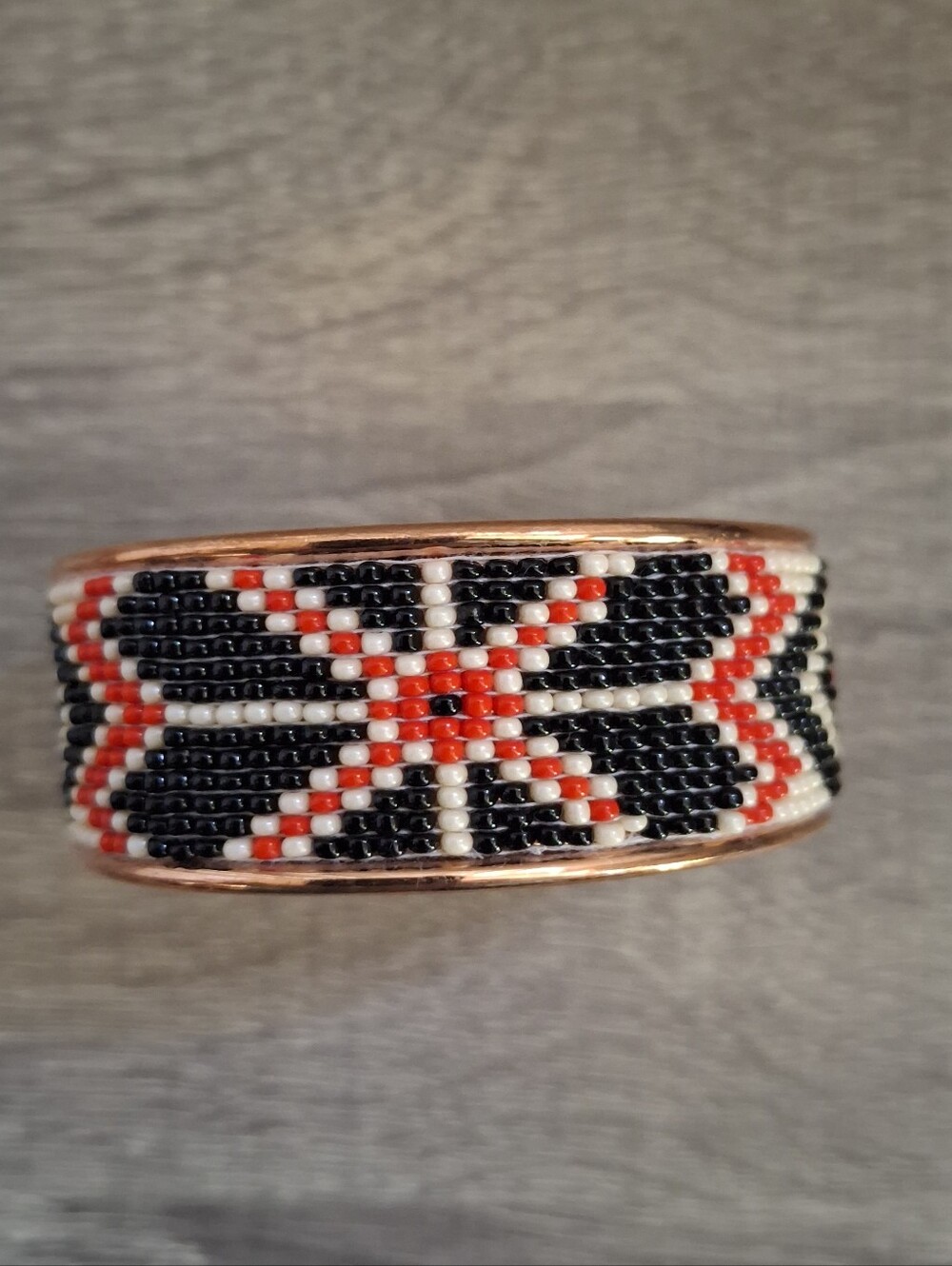 Cuff Copper Beaded Native Design - Picture 2 of 4